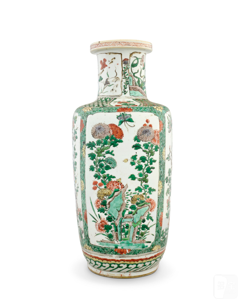 清 五彩花卉紋棒槌瓶  CHINA, QING DYNASTY (1644-1911) - 图2